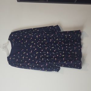 LAUREN RALPH LAUREN Blue Floral Crepe Bishop-Sleeve Dress